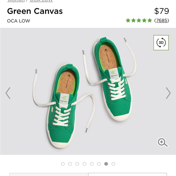 Cariuma Green Low Oca Canvas Sneakers Size 8 - Picture 2 of 9